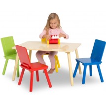 Medinis staliukas su 4 kėdutėmis Multicolor